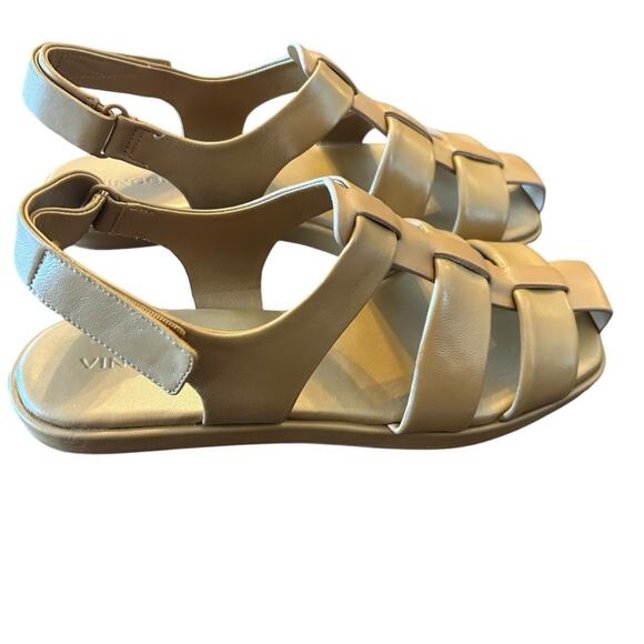 Vince Rava Strappy Fisherman Leather Sandals Minimal Sophisticated Tan NEW 10 - Picture 5 of 13